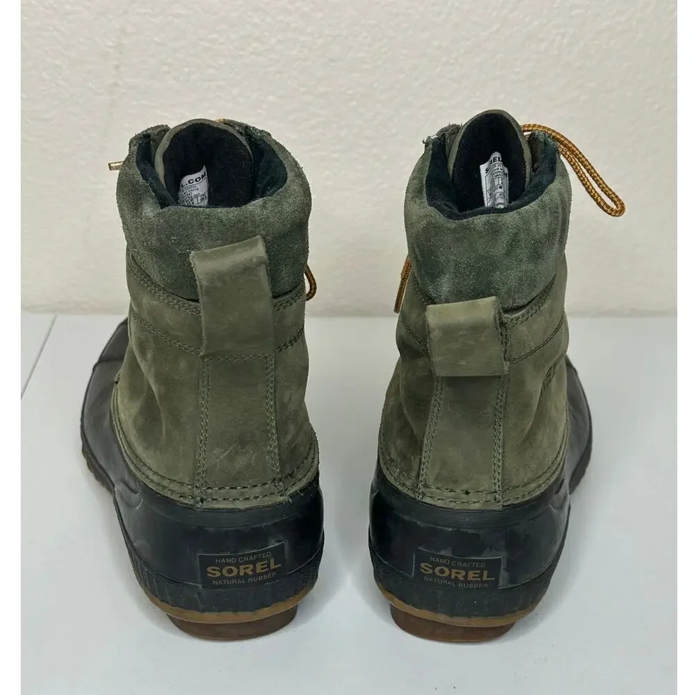 Sorel Cheyanne II Boots Mens 10.5 Surplus Green Waterproof Leather Rubber Shell